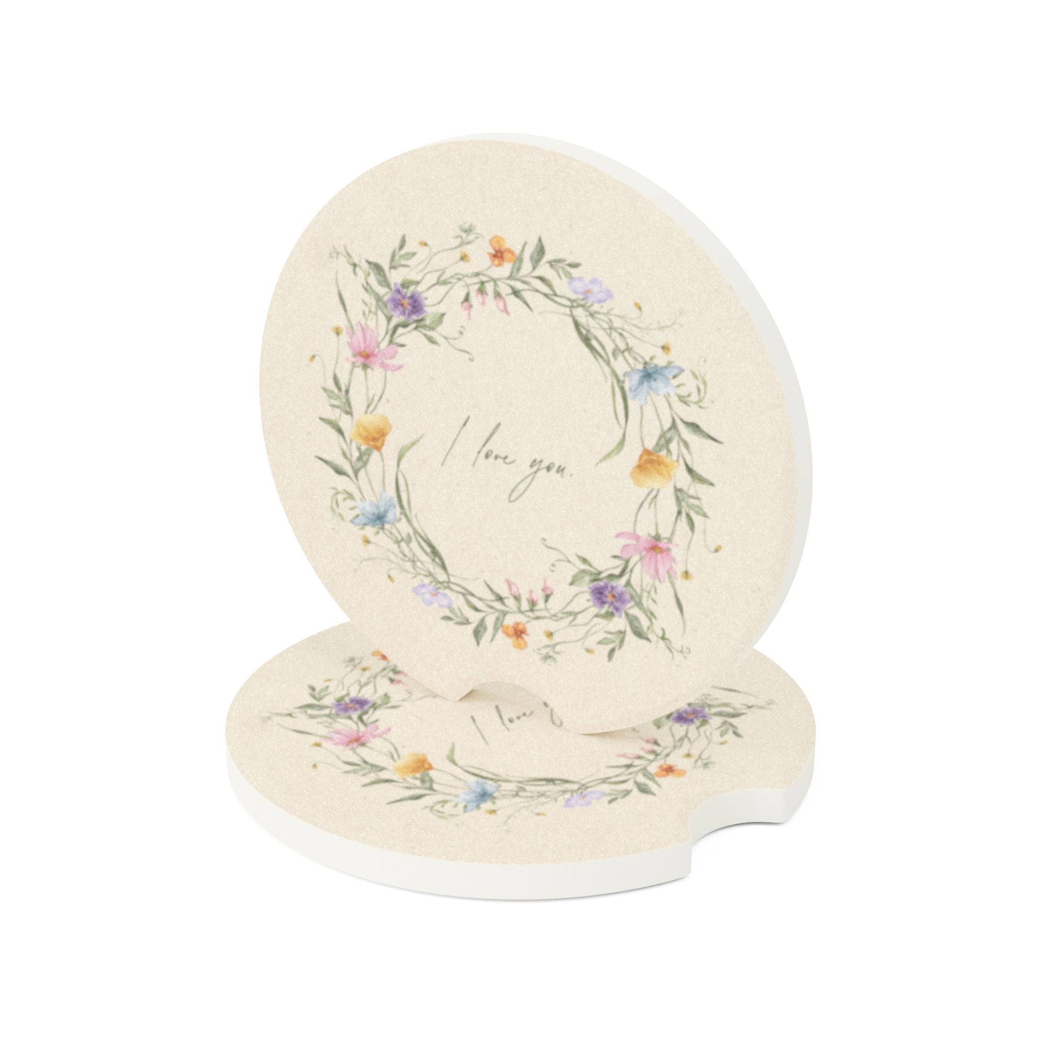 I Love You Soapstone Car Coaster