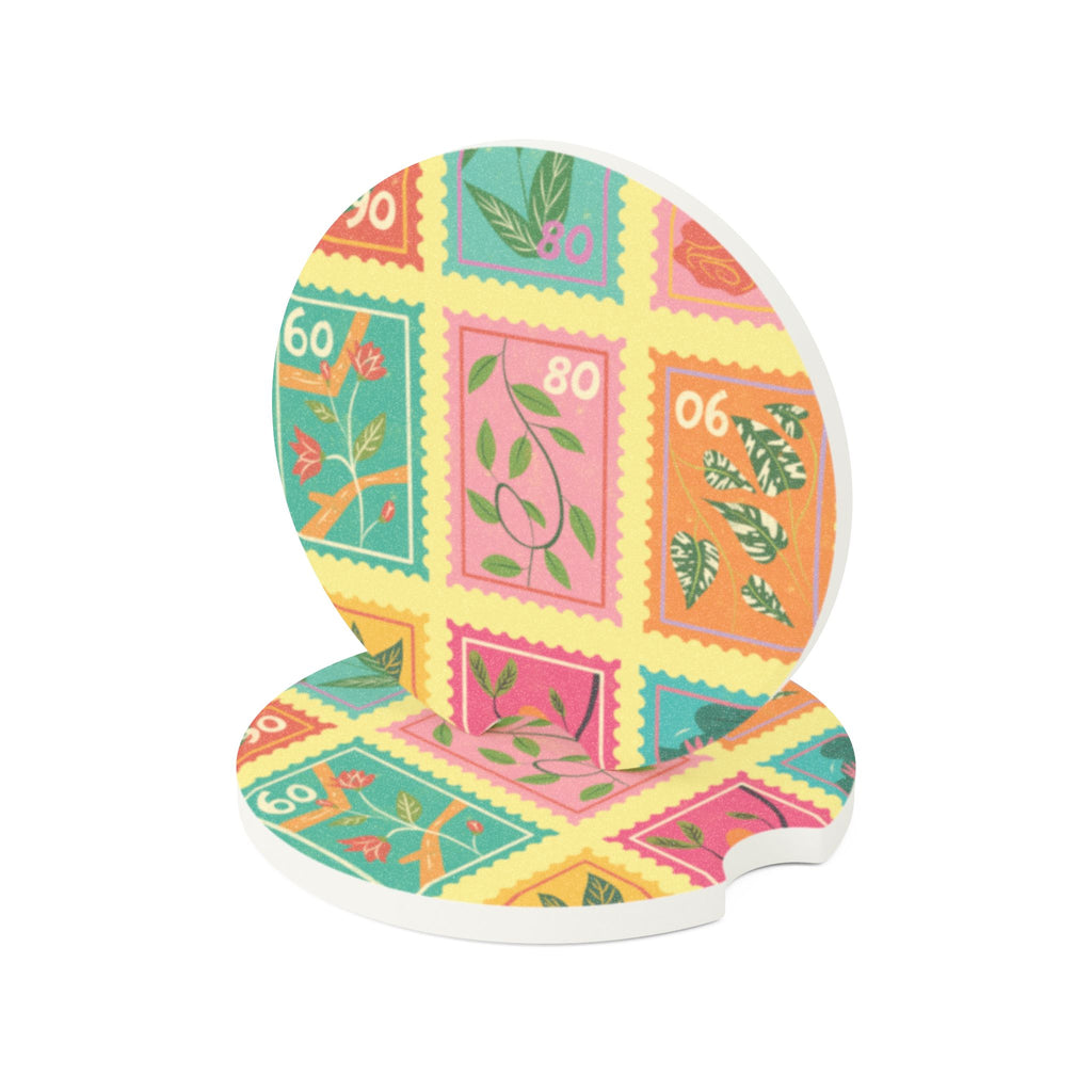 Floral Stamp Car Coaster
