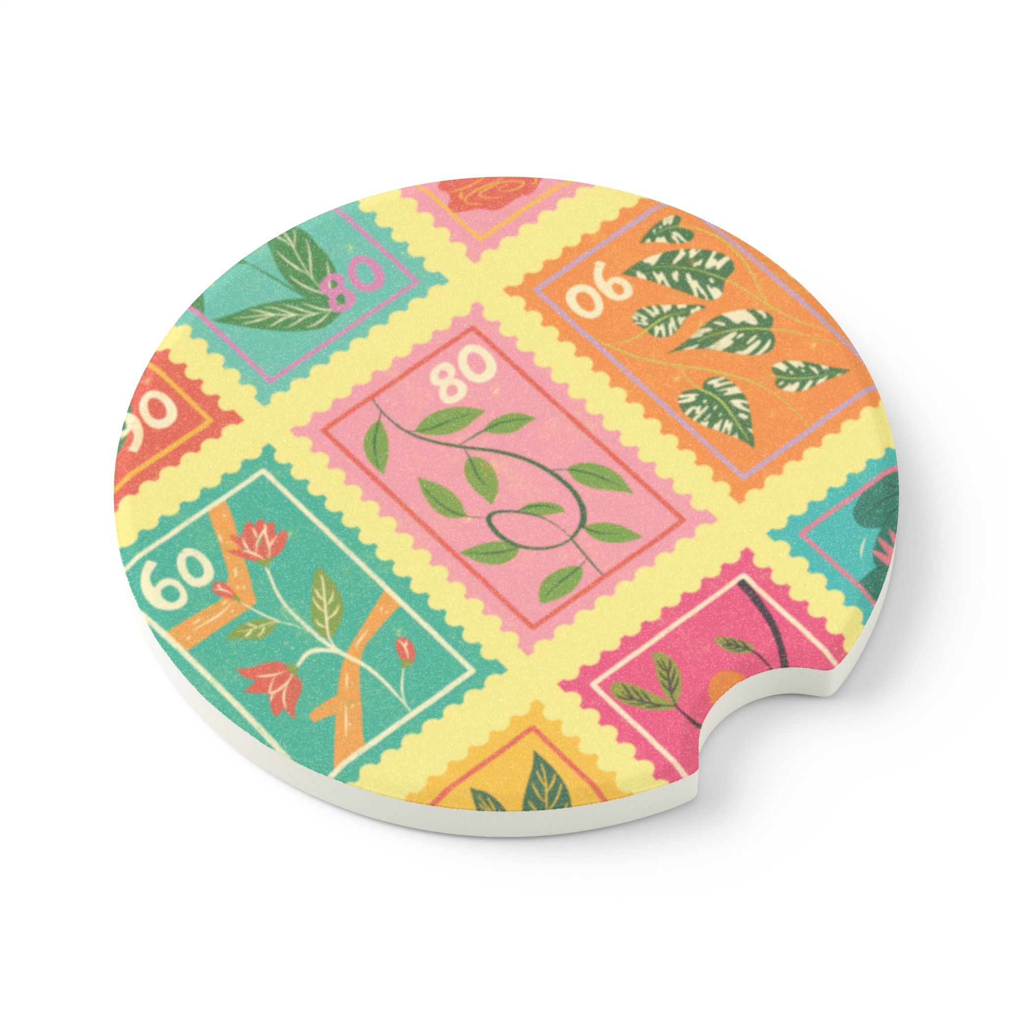 Floral Stamp Car Coaster