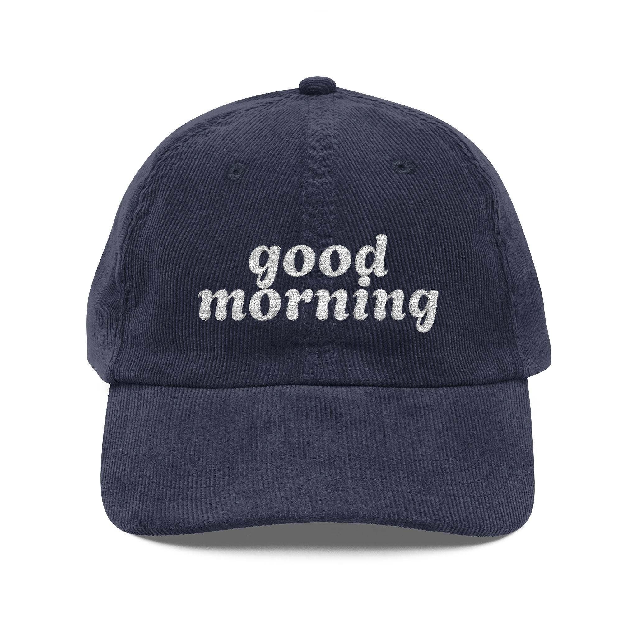 Good Morning Embroidered Vintage Corduroy Cap