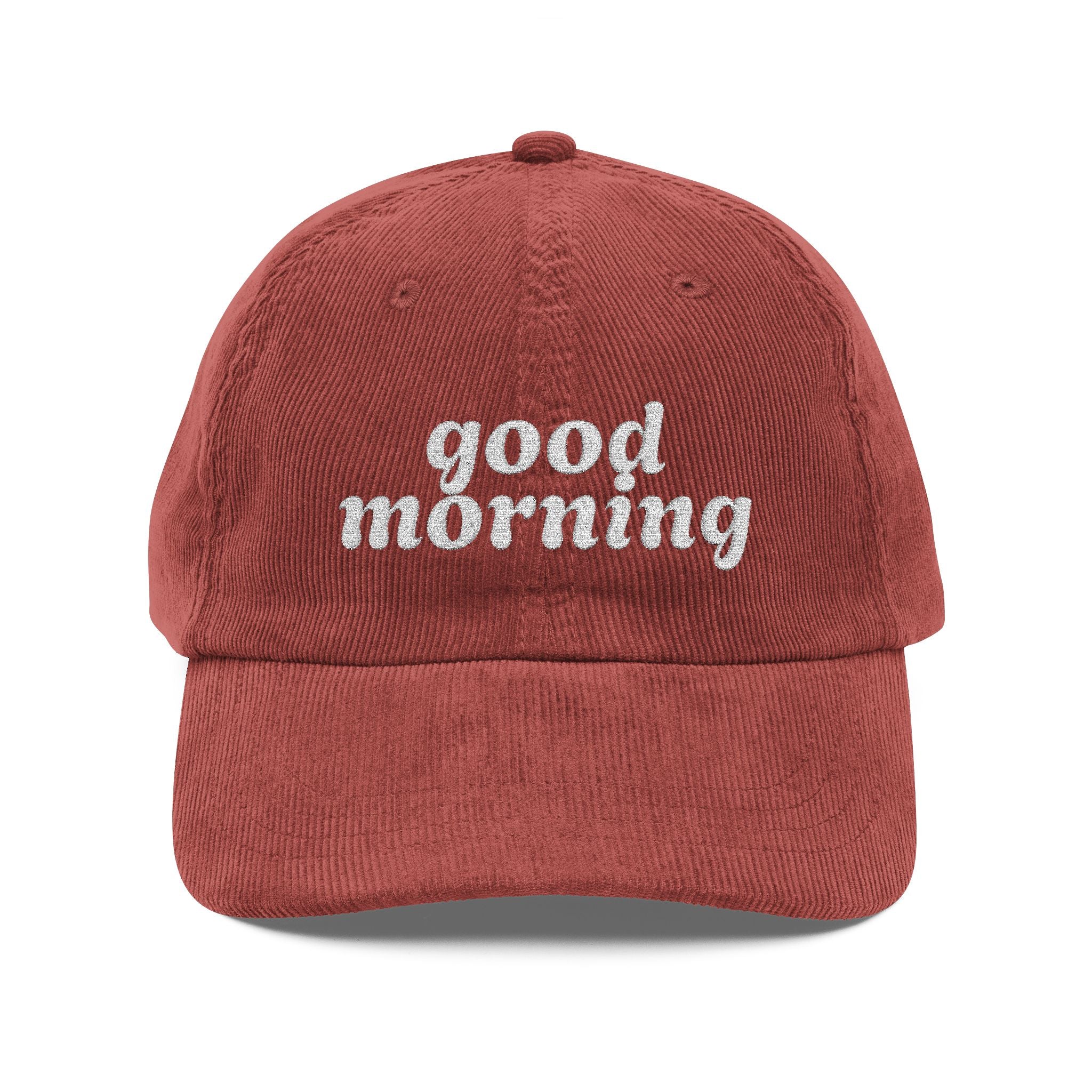 Good Morning Embroidered Vintage Corduroy Cap